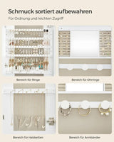 Schmuckschrank Spiegelschrank LED Beleuchtung abschliessbar Weiss von Songmics