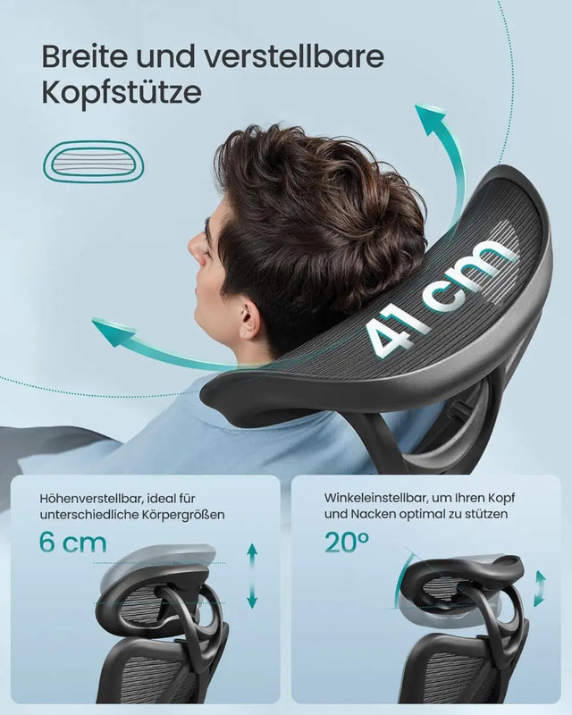 Bürostuhl Ergonomisch Computerstuhl Höhenverstellbar Schwarz von Songmics