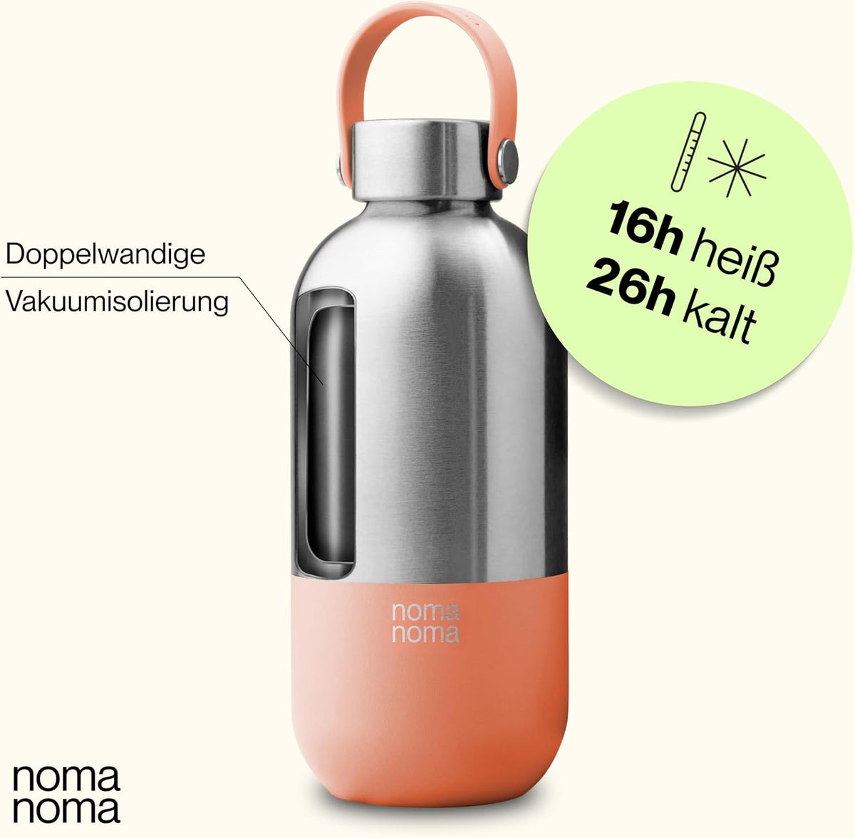 Trinkflasche Edelstahl auslaufsicher 750ml Peach Orange von guteszeug.ch