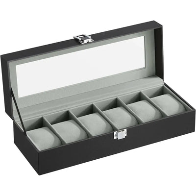 Uhren Aufbewahrung Box für 6 Uhren Schwarz