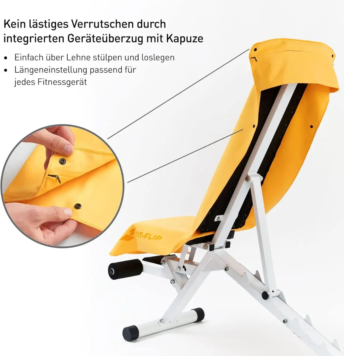 Fitnesshandtuch Mikrofaser mit Reissverschlusstasche 130x48cm Gelb von guteszeug.ch