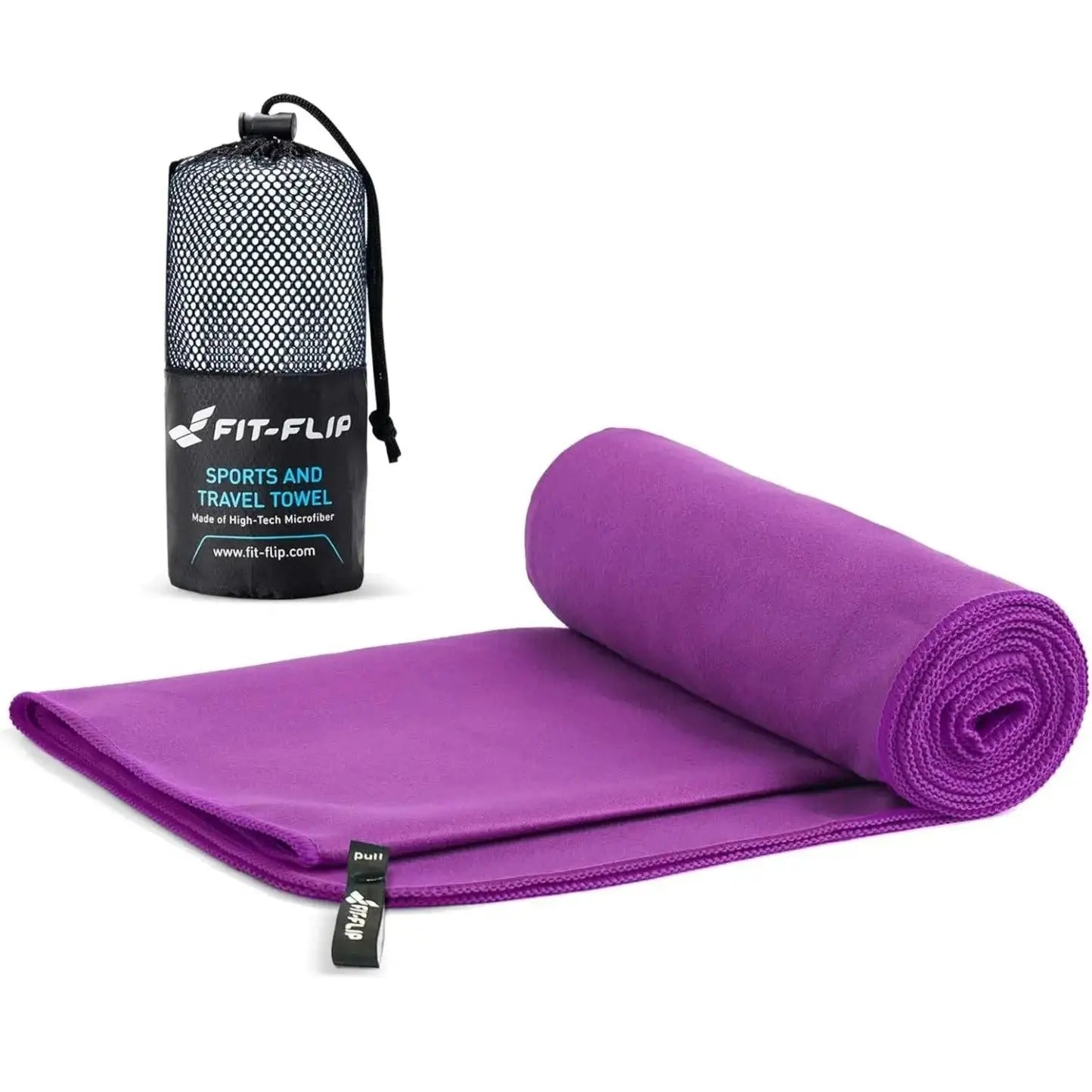 Mikrofaser Handtuch schnelltrocknend mit Tasche 80x160cm Violett von Fit-Flip