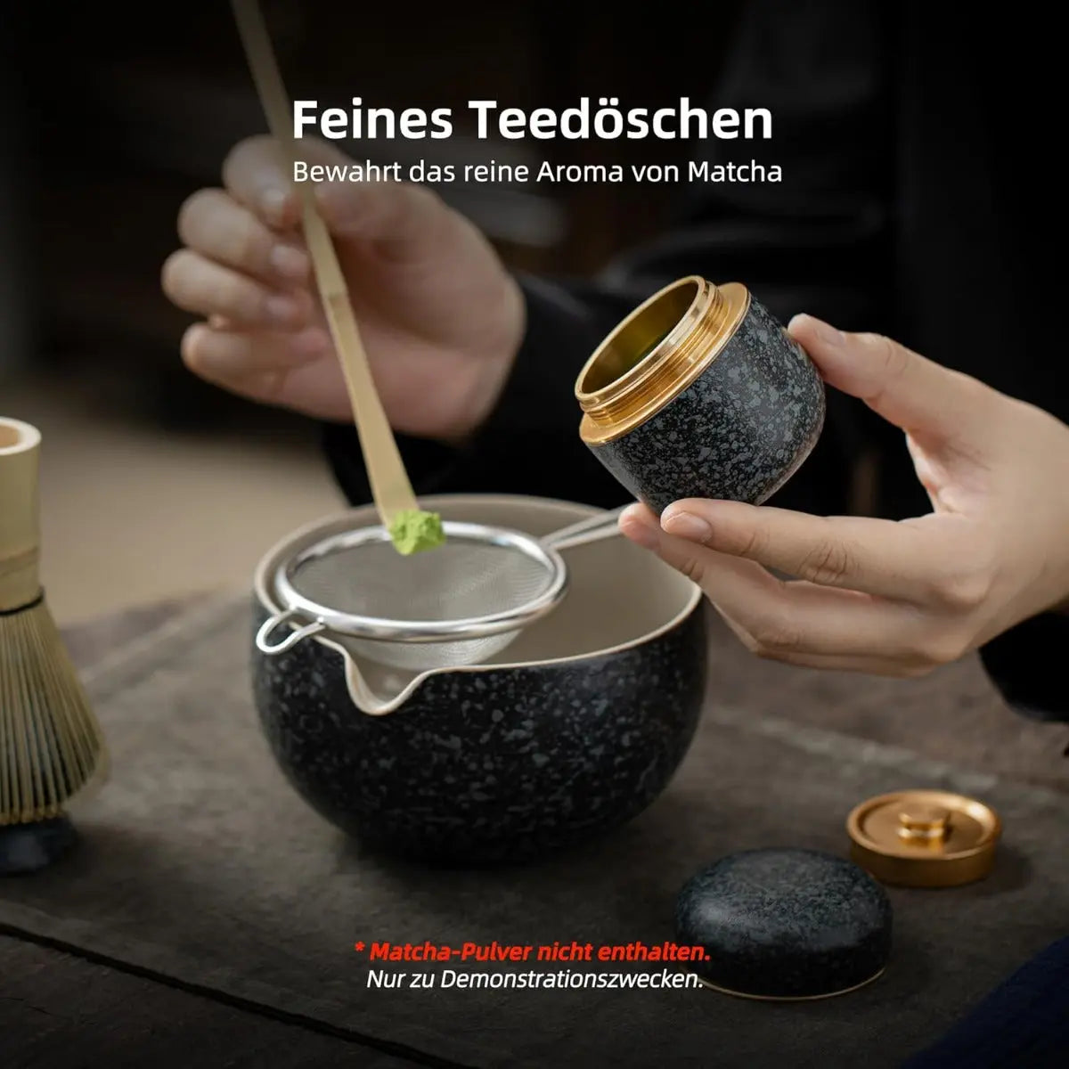Teedose für Matchapulver Obsidian von TEANAGOO