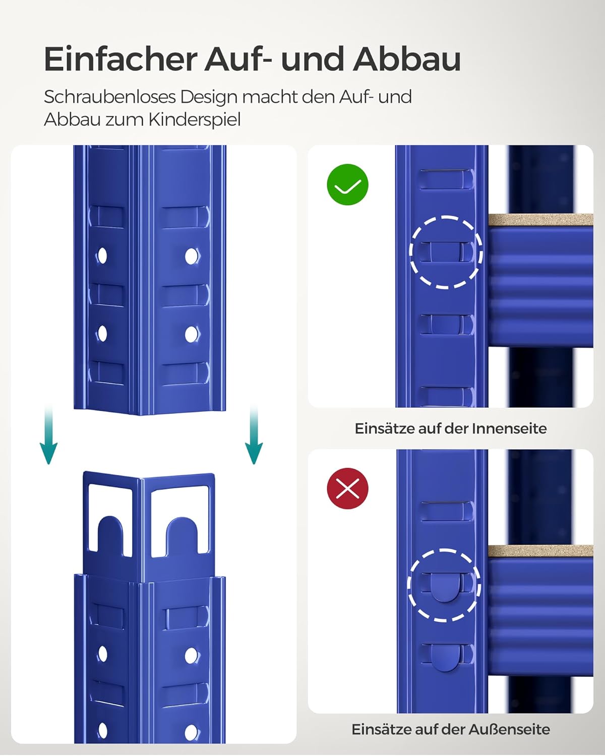 Schwerlastregal 5 Böden 40x90x180 cm 875 kg blau 2er Set von Songmics