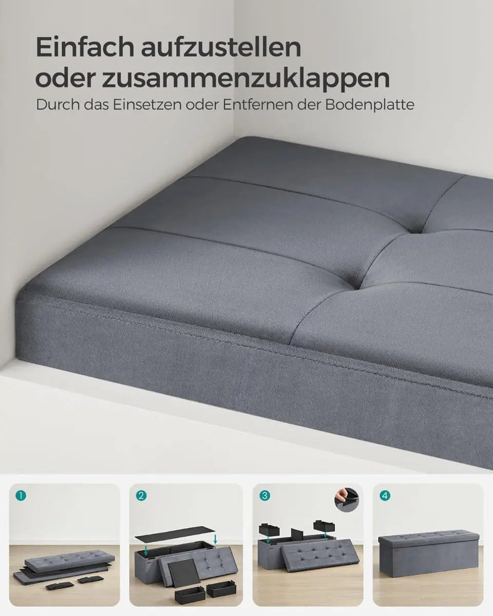 Sitzbank mit Stauraum Samt Grau von Songmics