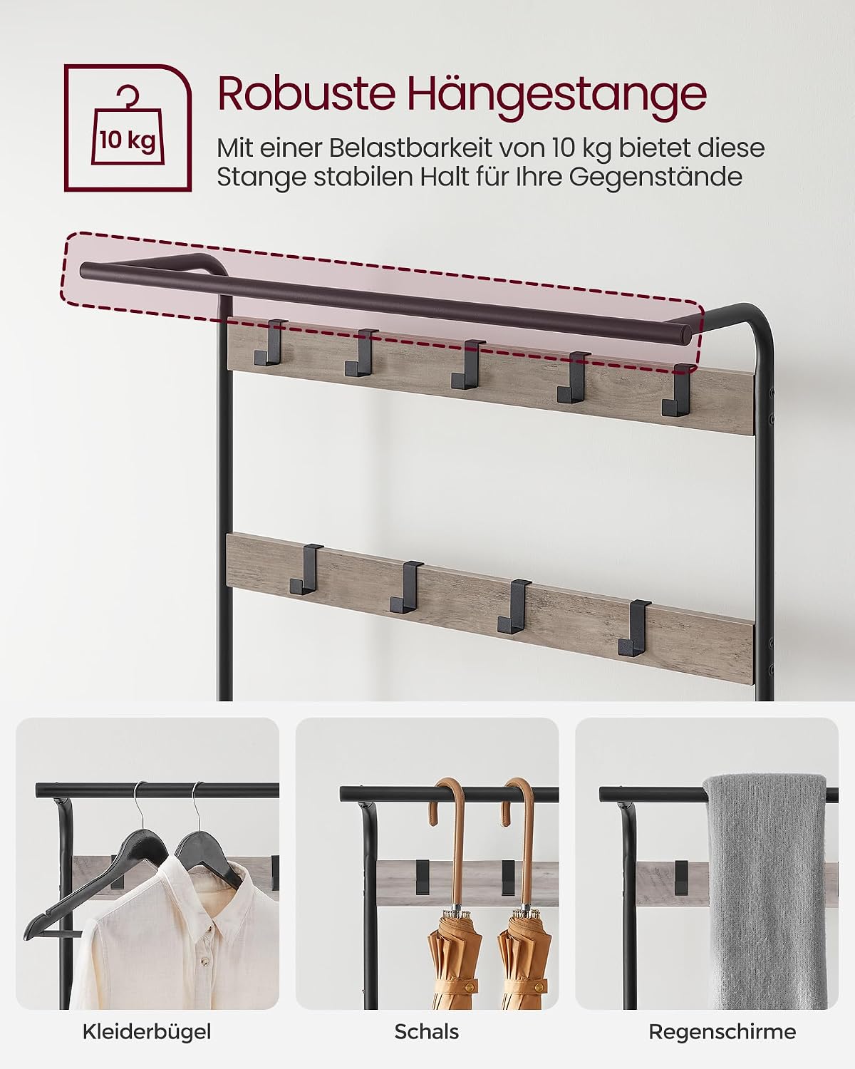 Garderobe Schuhregal Sitzbank 84x33,7x183 cm Greige von Songmics