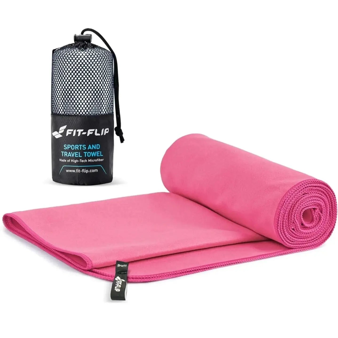 Mikrofaser Handtuch schnelltrocknend mit Tasche 60x120cm Rosa von guteszeug.ch