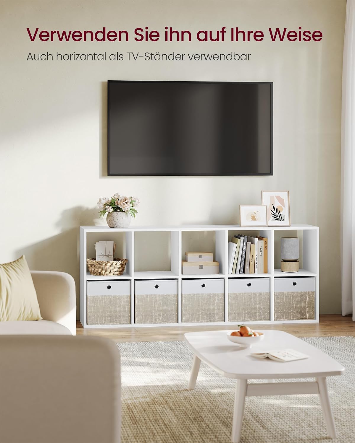 Bücherregal 10 Fächer 65,5x30x161,5 cm Wolkenweiss von Songmics