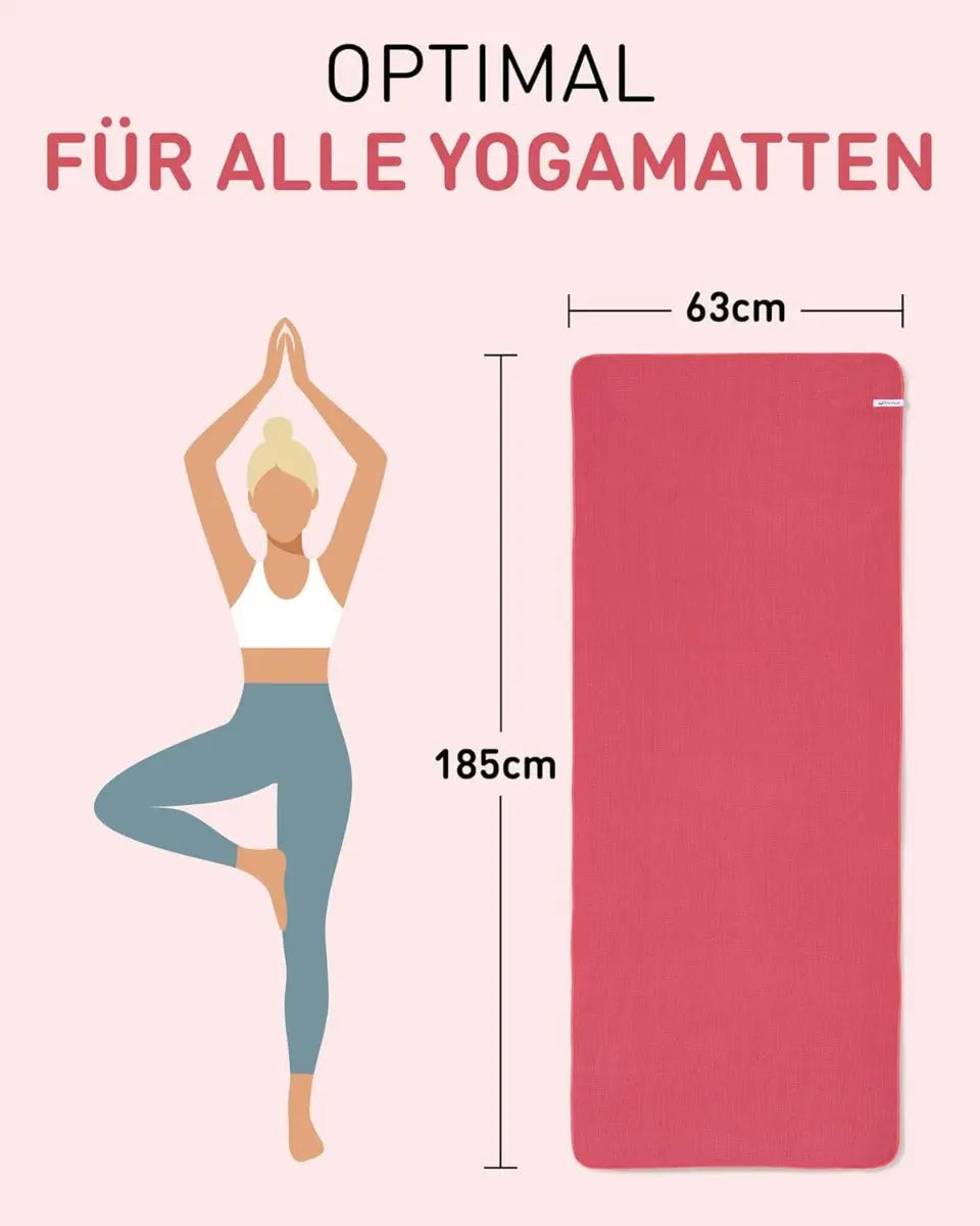 Yoga Handtuch Mikrofaser rutschfest mit Noppen Yogatuch Himbeere von guteszeug.ch