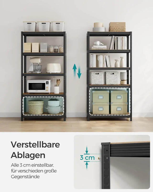 Standregal Industrie-Design mit 5 Ablagen, bis 875 kg belastbar, Vintagebraun-Schwarz von Songmics