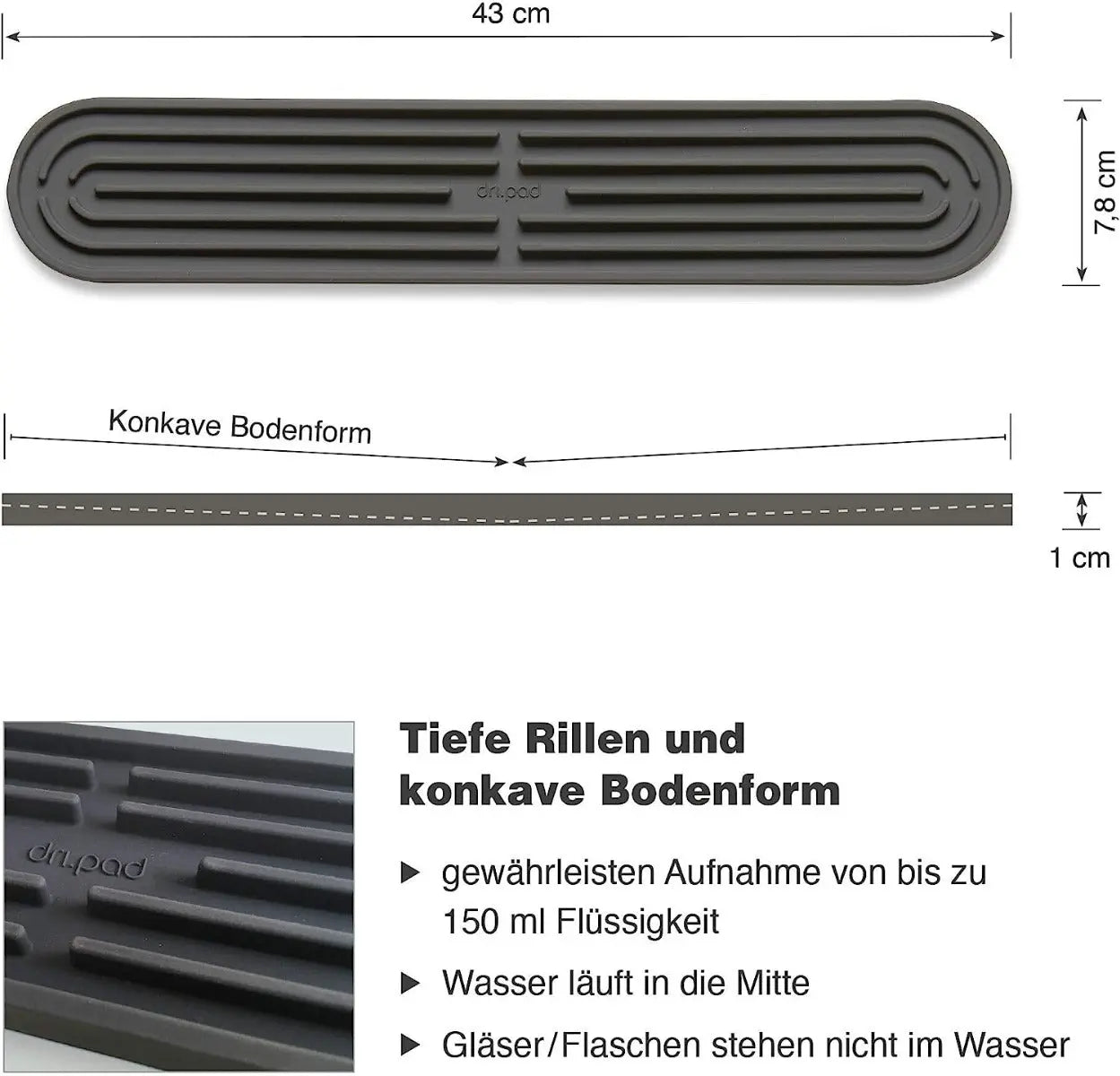 dri.pad Abtropfmatte basalt von Sanni Shoo