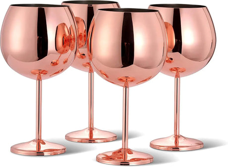 Edelstahl Gin Gläser Roségold 4er-Set von Oak & Steel