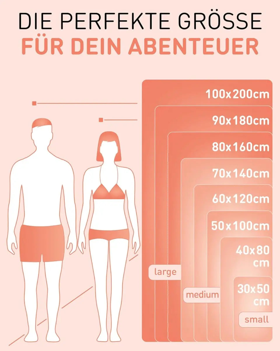 Mikrofaser Handtuch schnelltrocknend mit Tasche 80x160cm Neon - Pfirsich von Fit-Flip