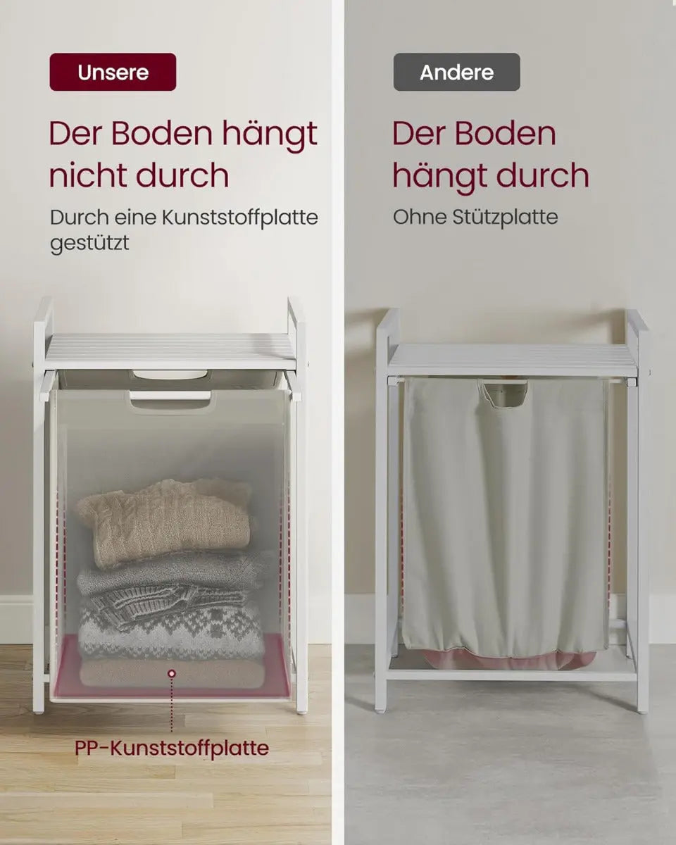 Wäschekorb mit Ablage, cremeweiss-mattweiss von Songmics