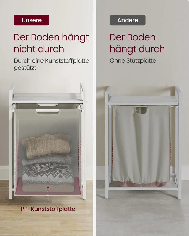 Wäschekorb mit Ablage, cremeweiss-mattweiss von Songmics