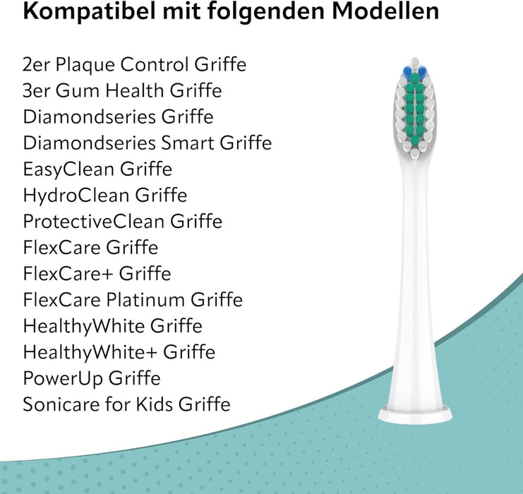 Ersatzbürsten Standard kompatibel mit Philips (8er Pack) Weiss von Ora-Care