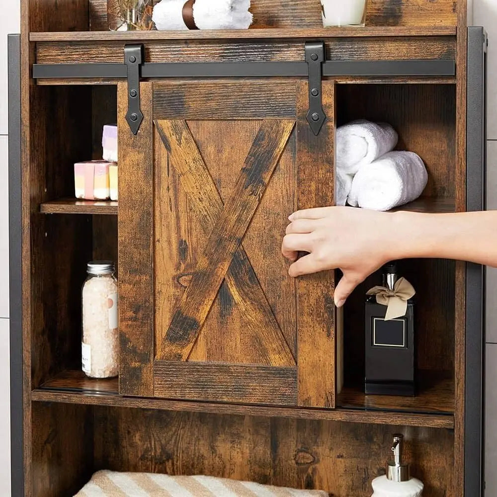 Toilettenregal mit Schrank Industrie-Design vintagebraun von Songmics