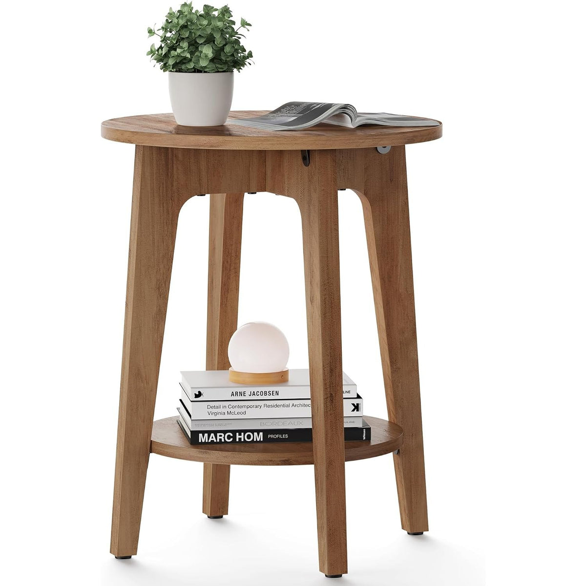 Beistelltisch rund 40x40x50 cm 2 Ebenen Honigbraun von Songmics