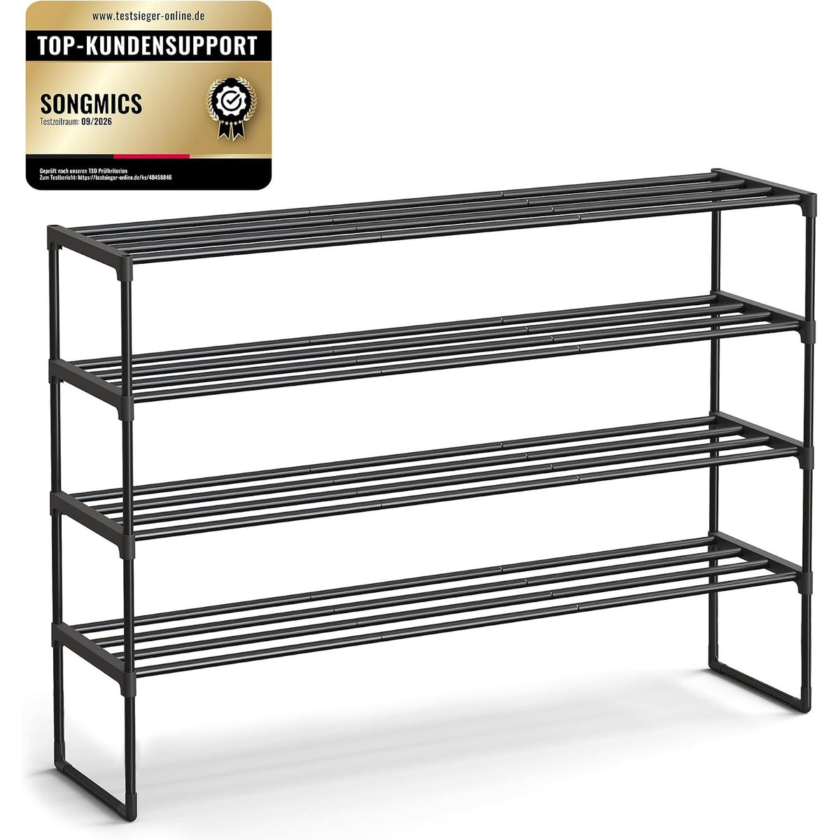 Schuhregal 4 Etagen Metall 116x30x72 cm Tintenschwarz von Songmics