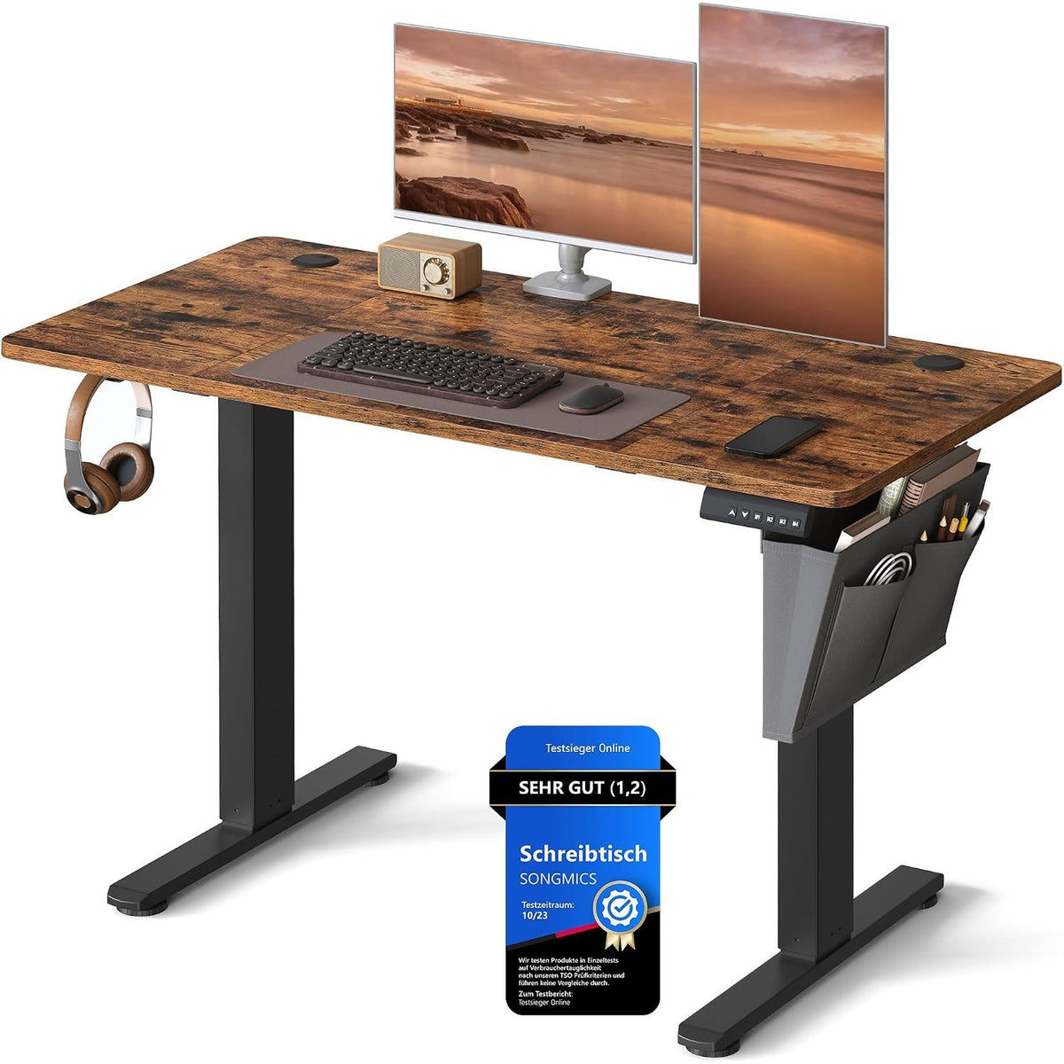 Schreibtisch elektrisch höhenverstellbar 120x60 cm Braun von guteszeug.ch