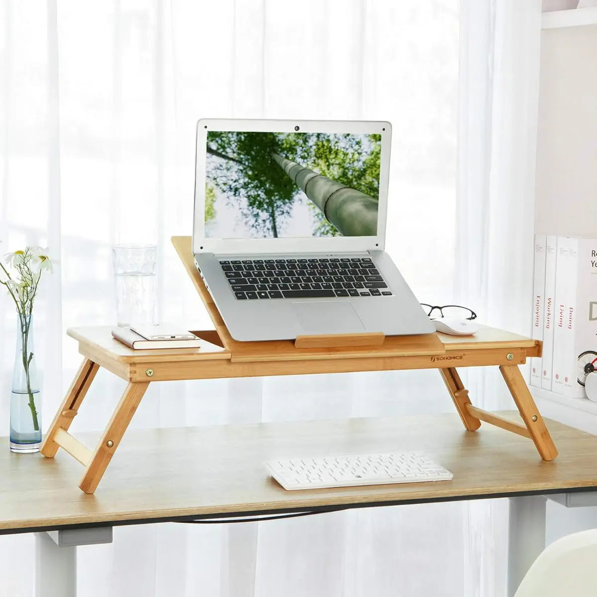 Laptopständer Notebooktisch Klappbar Bambus von Songmics