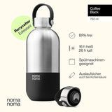 Trinkflasche Edelstahl auslaufsicher 750ml Coffee Black von noma noma
