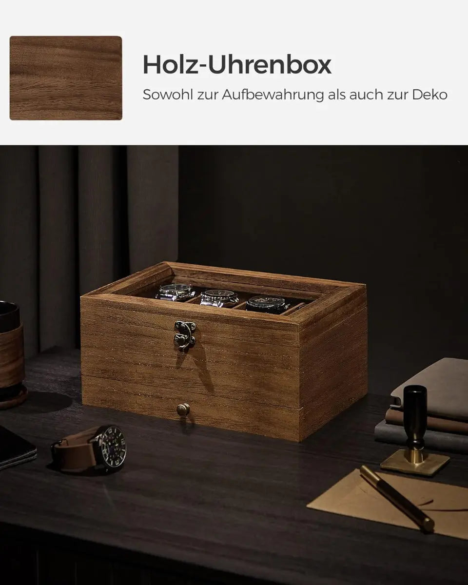 Uhrenbox Uhrenkasten 8 Fächer von Songmics