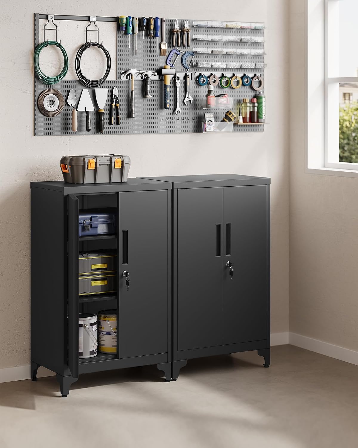 Metallschrank Aktenschrank 60x40x99 cm Schwarz abschliessbar von Songmics