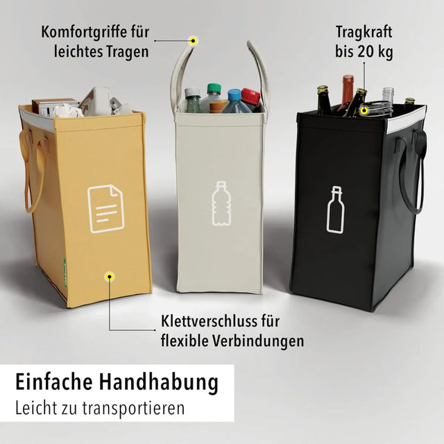 Mülltrennsystem 3er Set (ohne Beschriftung) von Qikfresh