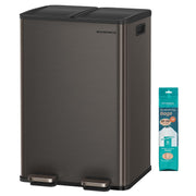 Treteimer 2 Fächer 60 Liter Abfalleimer Schiefergrau von Songmics