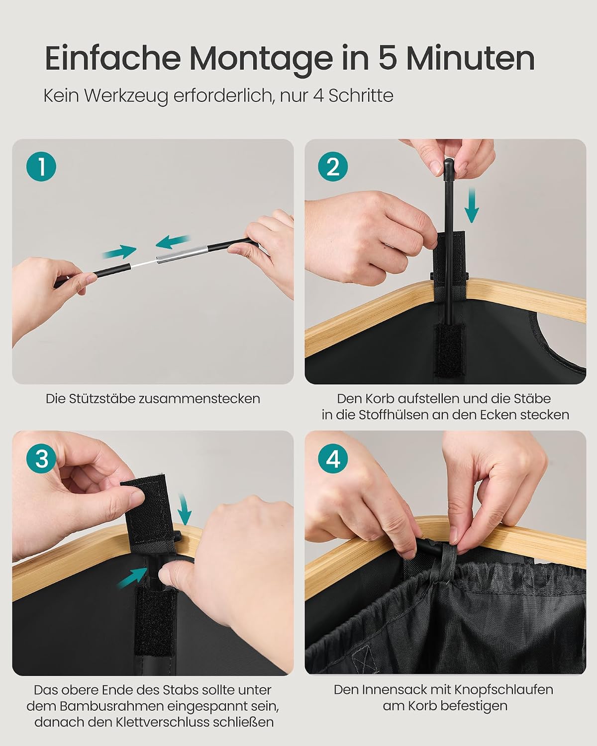 Recyclingbehälter 26,4 Gallonen Schwarz Bambus von Songmics
