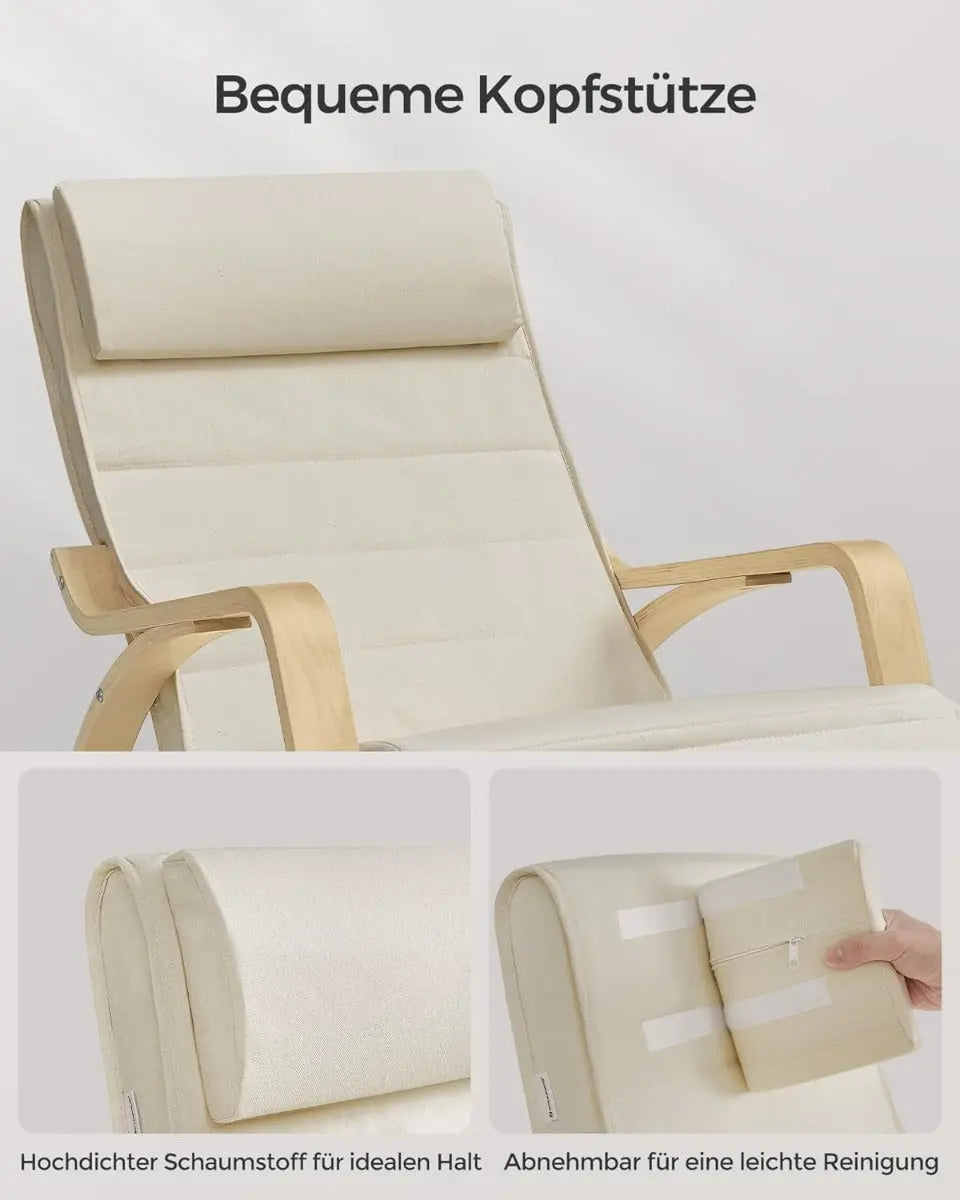 Schaukelstuhl Verstellbar Belastbar Wohnzimmer Beige von Songmics