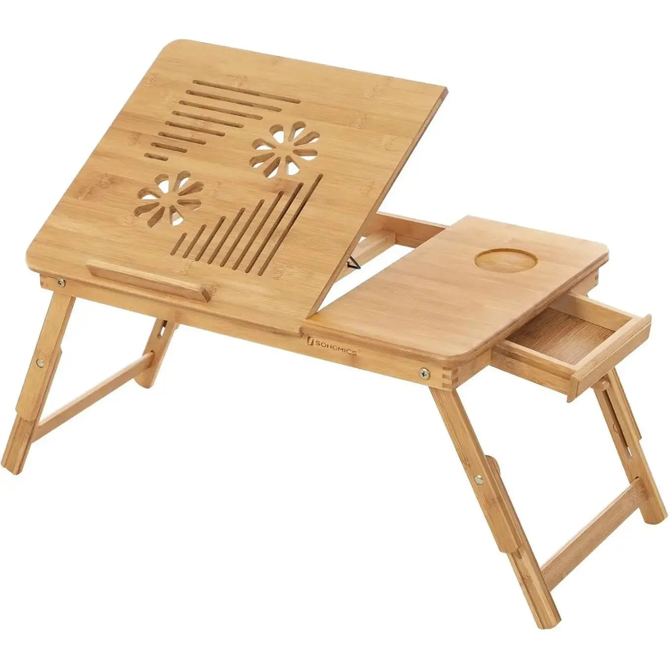 Laptopständer Notebooktisch Klappbar Bambus Kompakt von Songmics