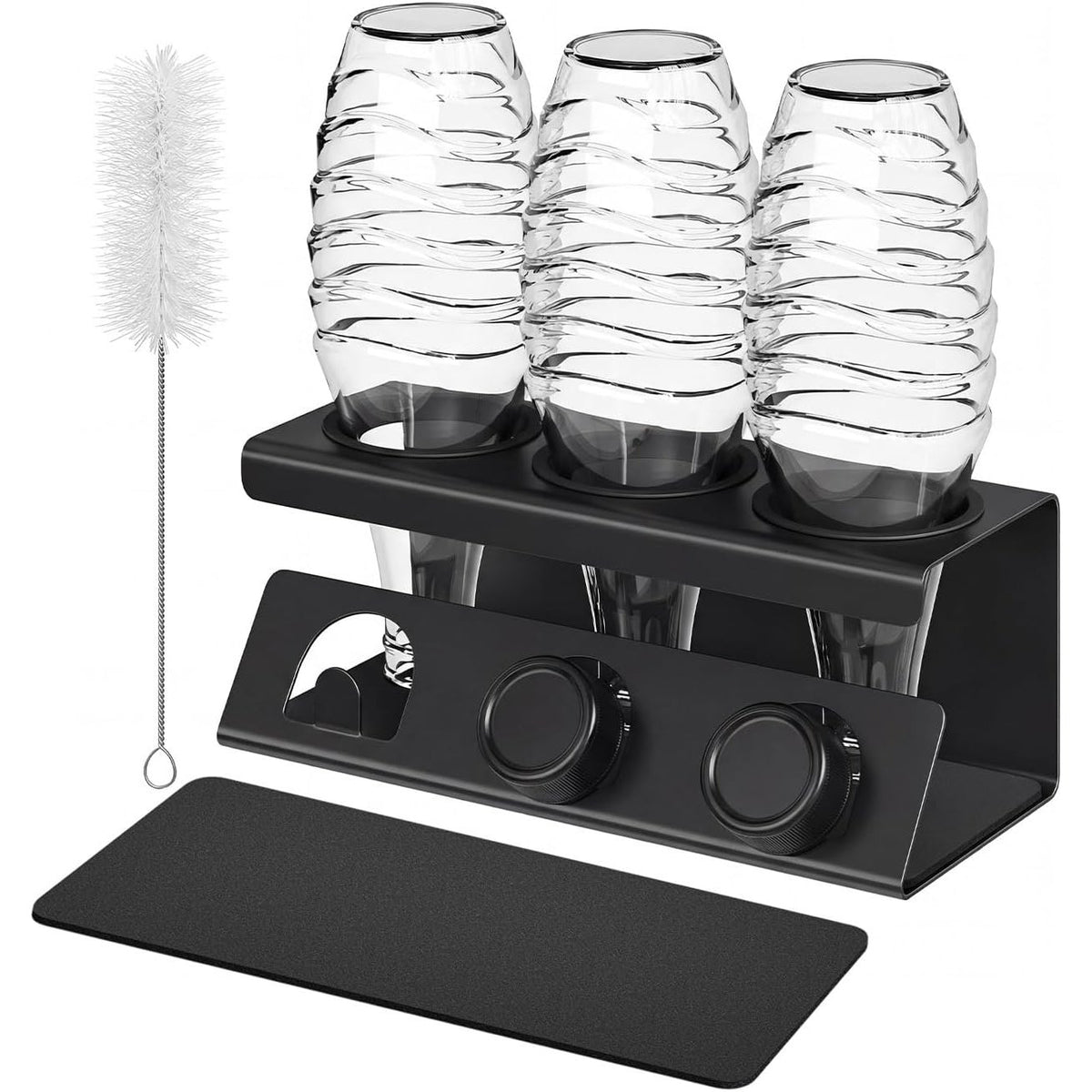 Flaschenhalter 3 Flaschen Wassersprudler Tintenschwarz von Songmics