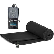 Mikrofaser Handtuch schnelltrocknend mit Tasche 40x80cm Schwarz von Fit-Flip