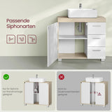 Waschbeckenunterschrank mit Schubladen wolkenweiss-naturbeige von Songmics