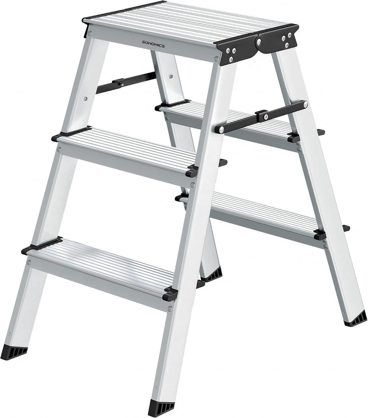 Klappbare Doppelstufenleiter 2 x 3 Stufen Aluminium von Songmics