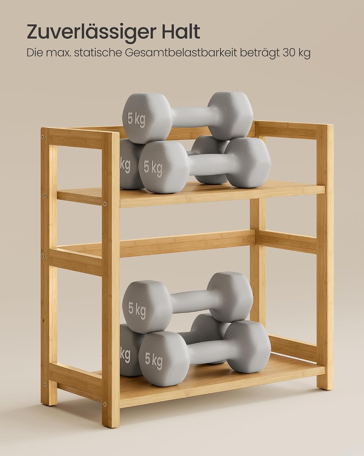 Gewürzregal 2 Etagen 41x41x18,6 cm Bambus Natur von Songmics