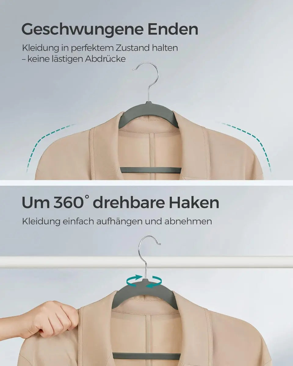 Kleiderbügel Samt 30er Set rutschfest Grau von Songmics