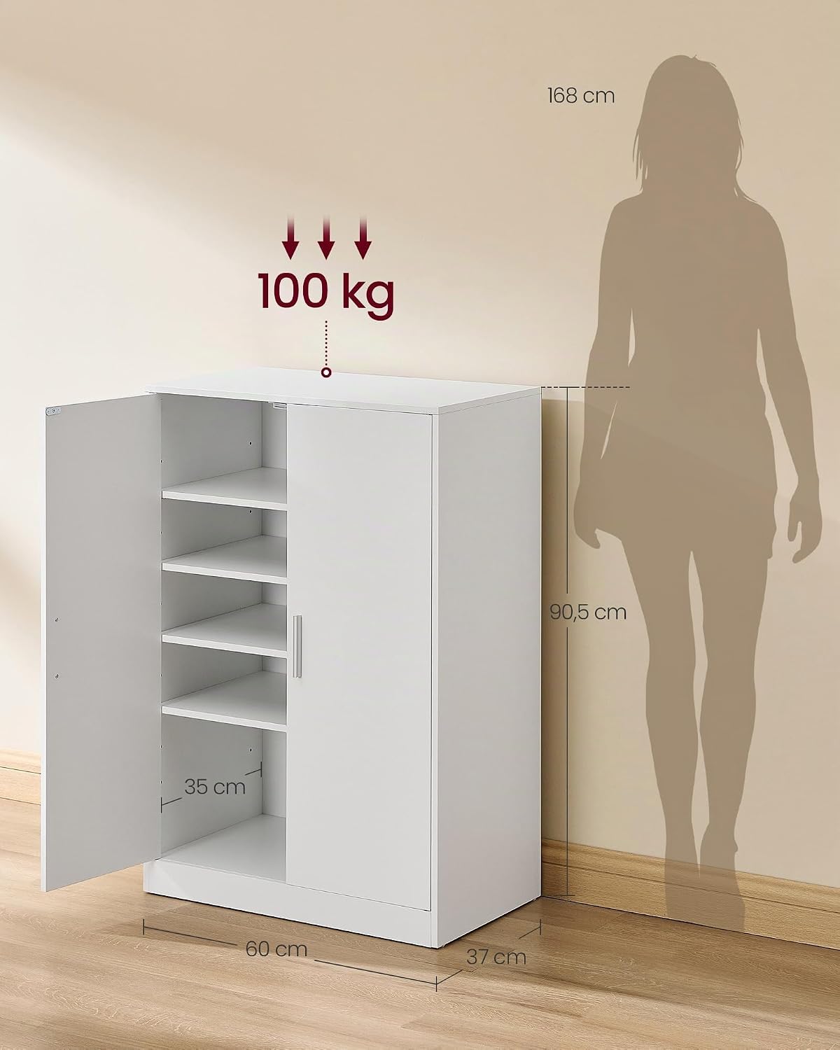 Schuhschrank 5 Ebenen 60x36x90 cm Wolkenweiss von Songmics