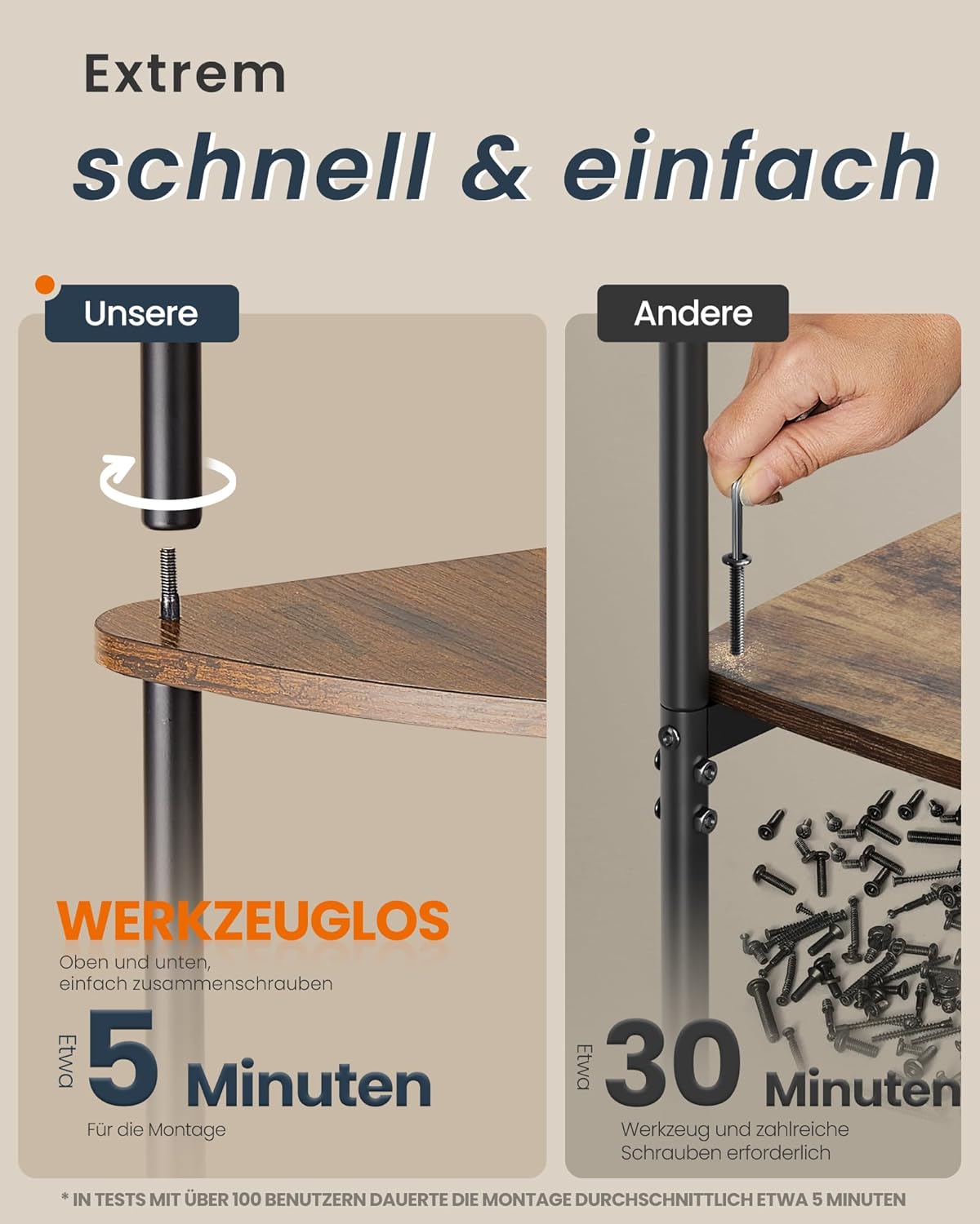 Eckregal 5 Ebenen Standregal Vintagebraun 139 cm von Songmics