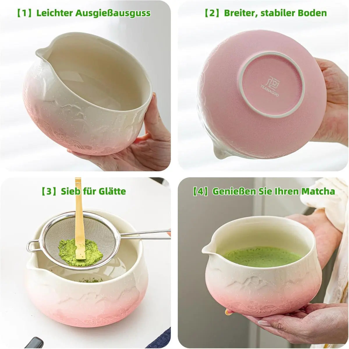 Matcha Set Pink Berg mit Ausgiessschale 7-tlg. von TEANAGOO