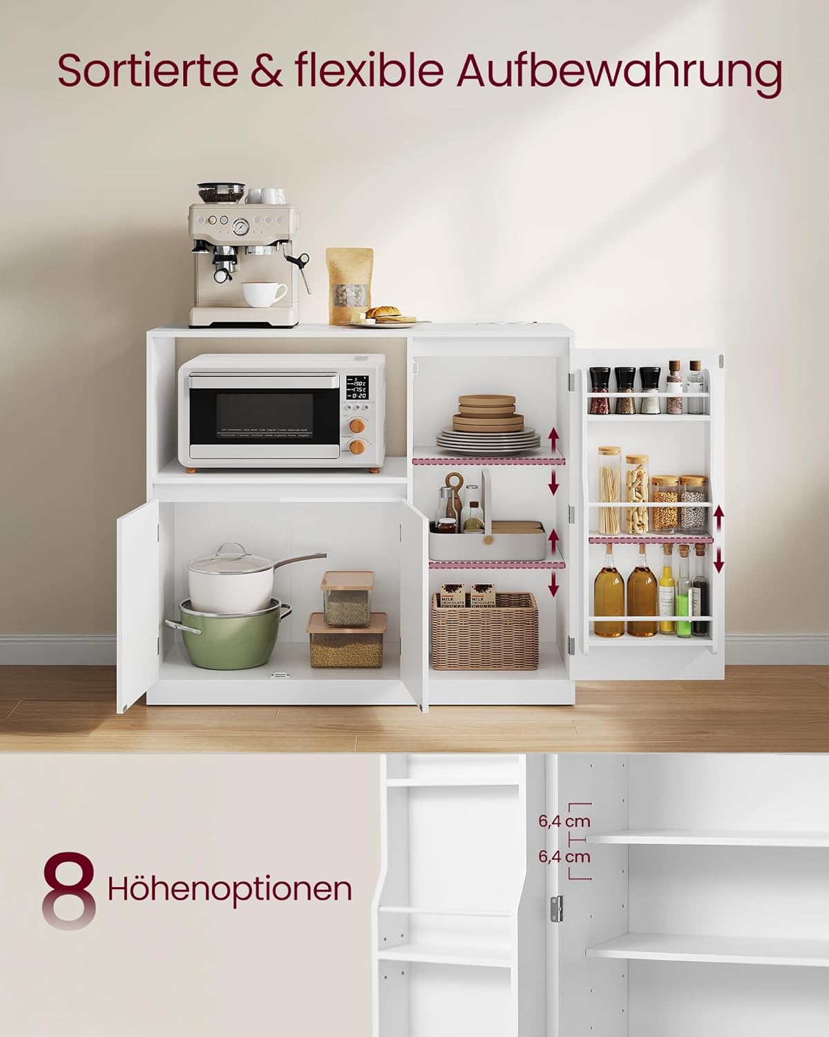 Küchenschrank Sideboard mit Arbeitsplatte und Mikrowellenregal von Songmics