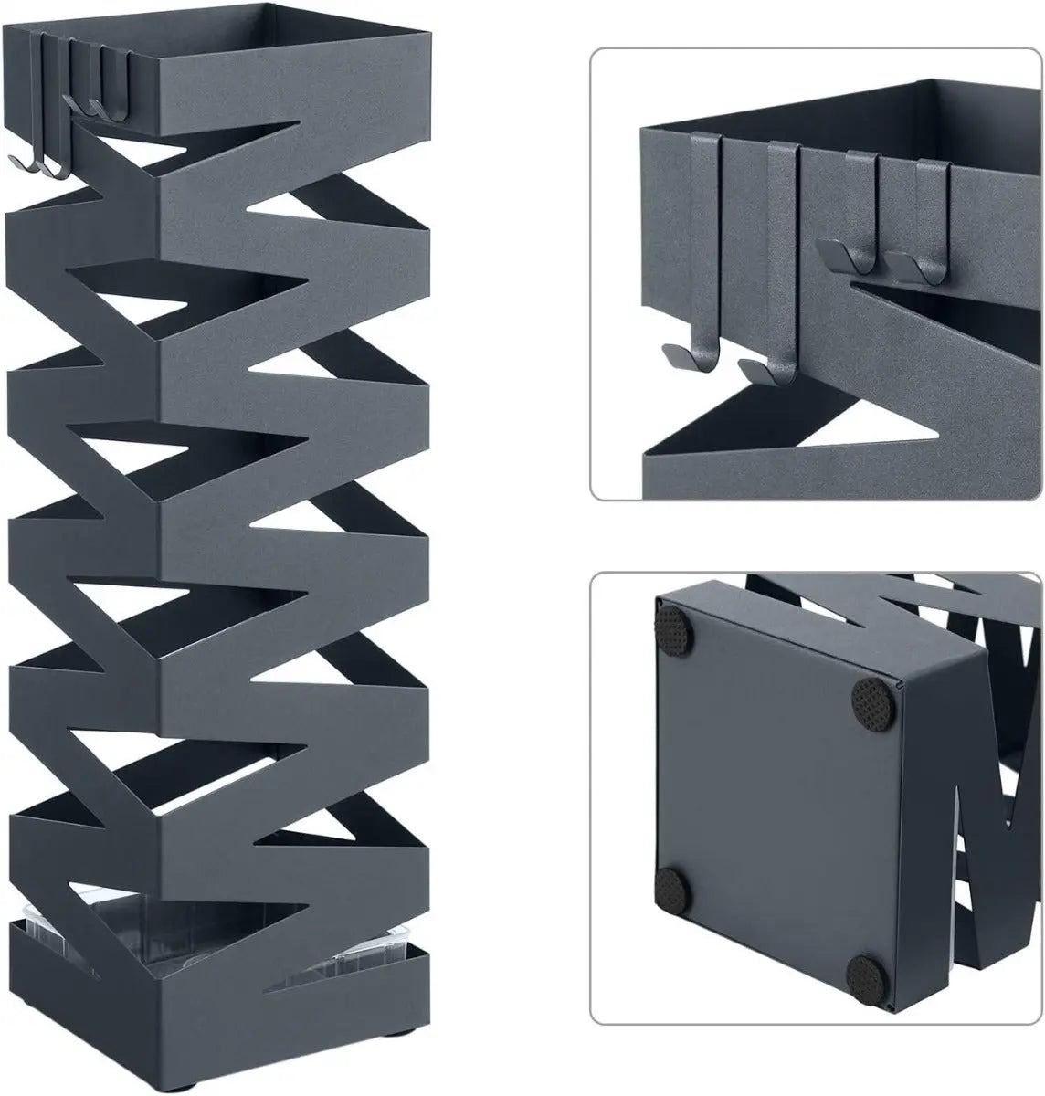 Regenschirmständer Metall quadratisch mit Haken Anthrazit von Songmics