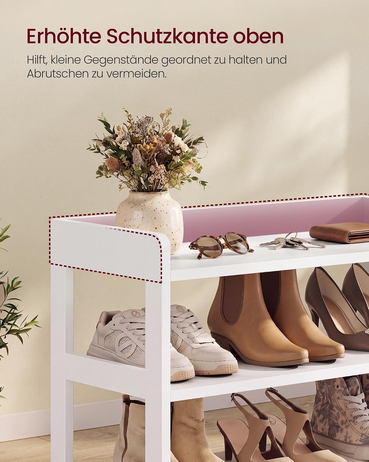 Schuhregal 4 Ebenen 63x30x66 cm Wolkenweiss von Songmics