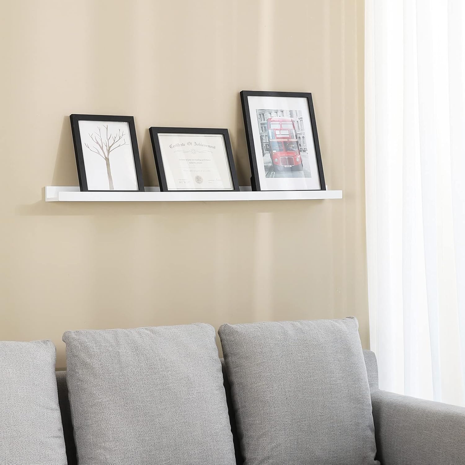 Wandregal Schweberegal 110 cm weiß für Wohnzimmer Küche von Songmics