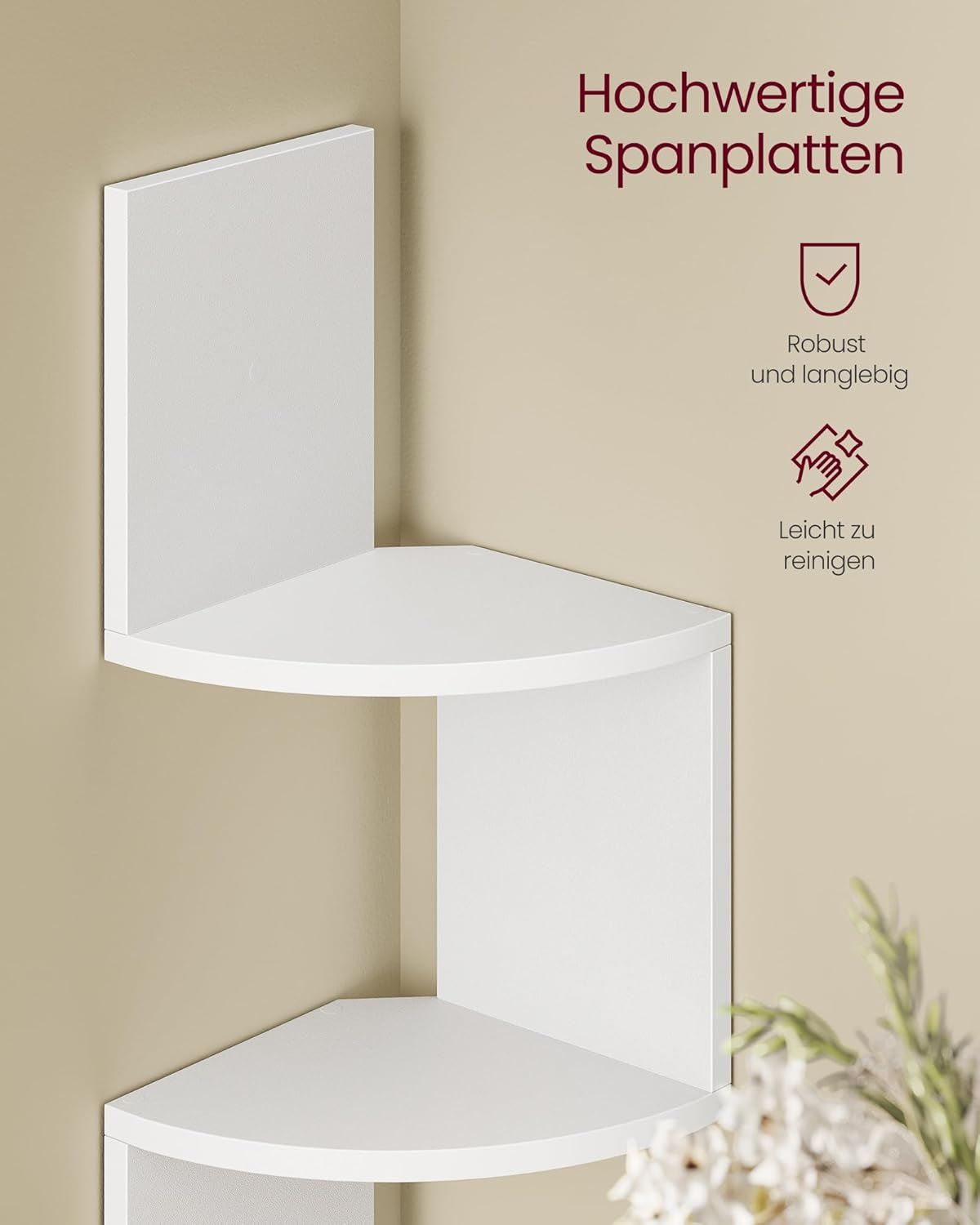 Eckregal mit LED 5 Ebenen Wandregal Schweberegal Weiß von Songmics