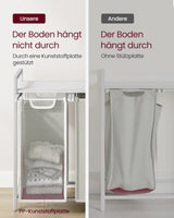 Wäschekorb mit 3 Fächern und Ablage, cremeweiss-mattweiss von Songmics