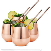 Edelstahl Trinkbecher Roségold 4er-Set inkl. Trinkhalmen von Oak & Steel