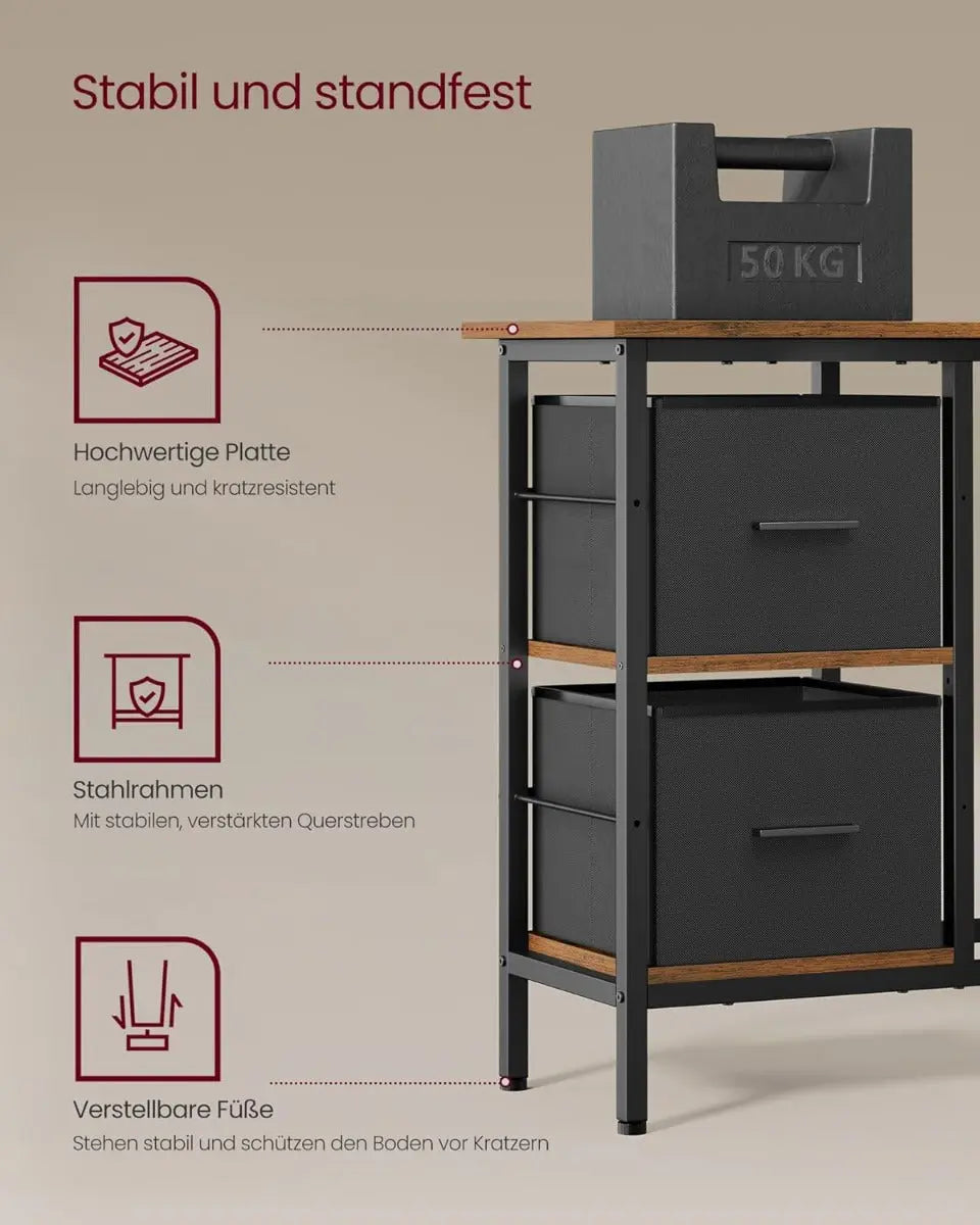 Schreibtisch L-förmig mit Schubladen Vintagebraun von Songmics